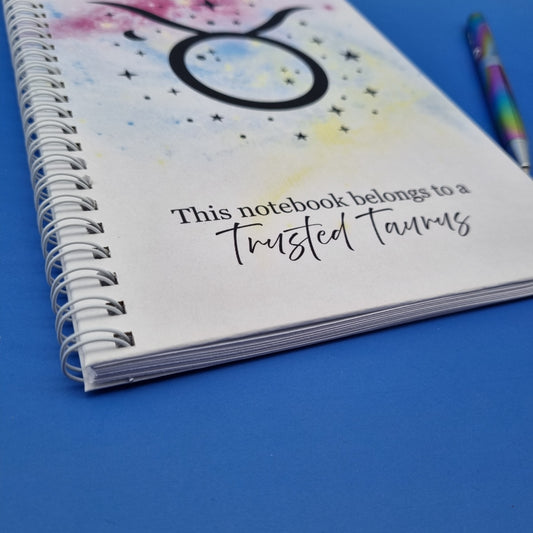 Zodiac earth Taurus A5 spiral journal notebook