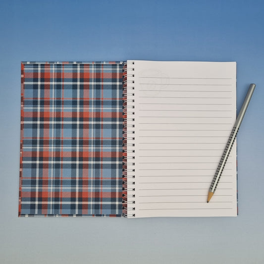 5. Dad's A5 spiral journal notebook - Red checkered