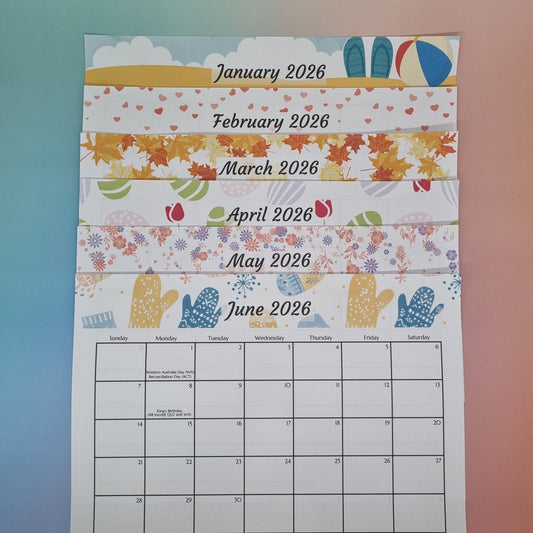 Calendar 2026 monthly A4 size with magnets for fridge
