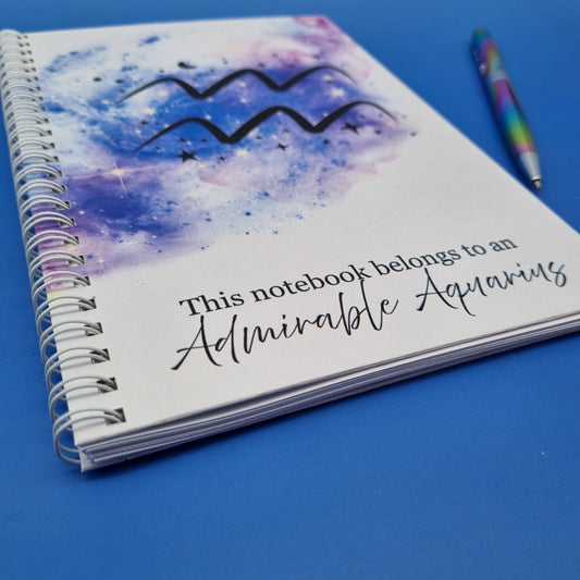 Zodiac air Aquarius A5 spiral journal notebook