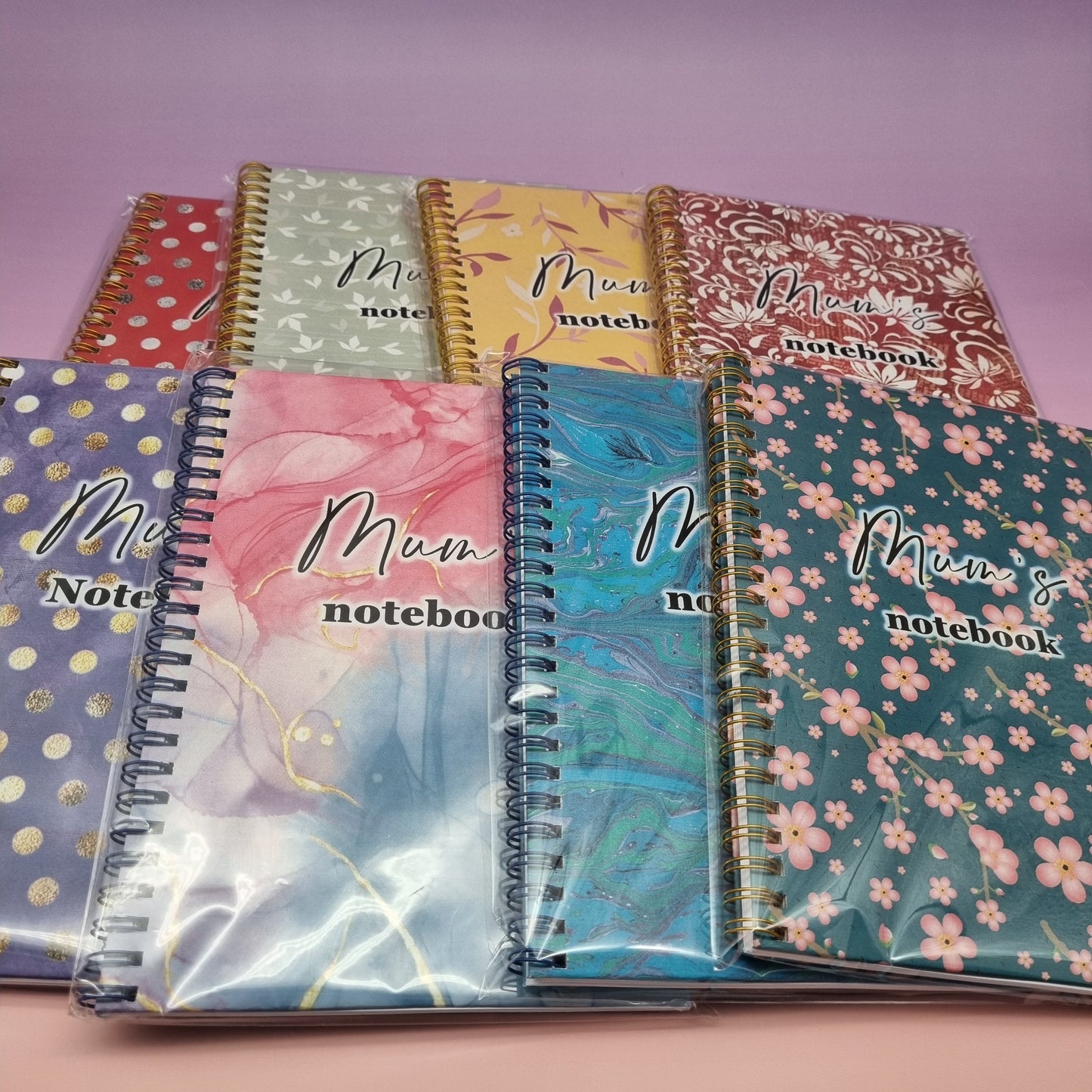 WHOLESALE Mum's A5 spiral journal notebook - Green leaves (Qty 3)