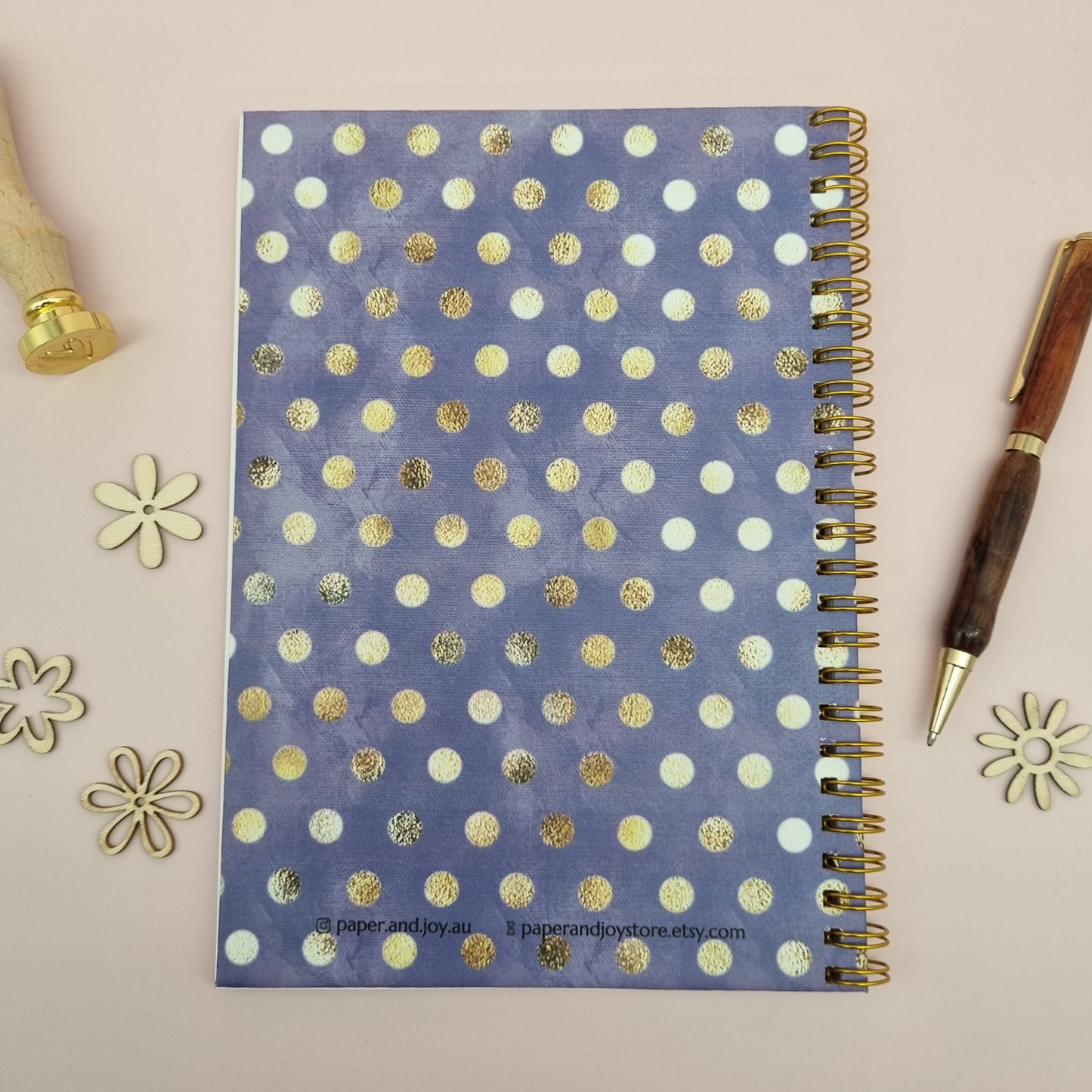 Mum's A5 spiral journal notebook - Purple polka dot