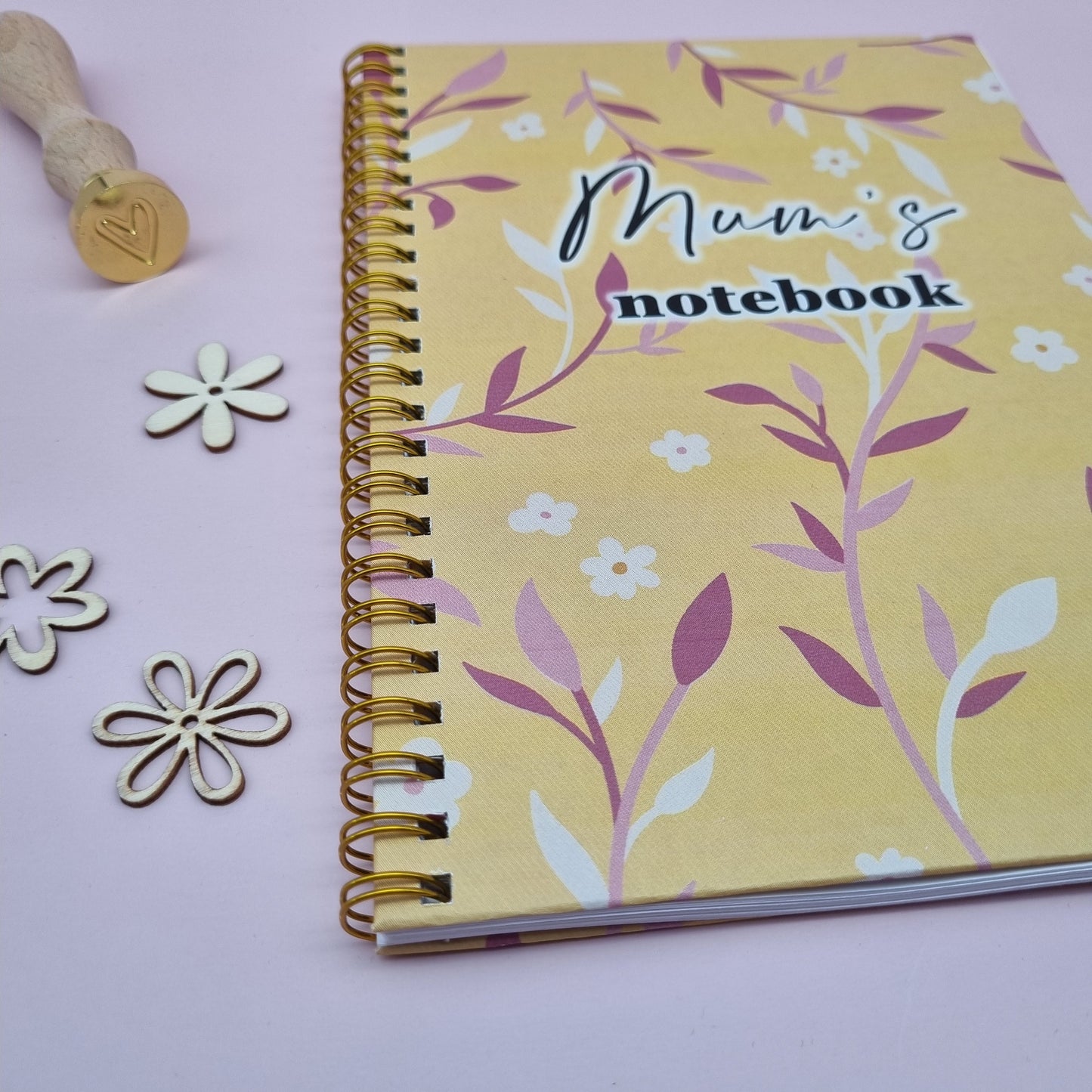 Mum's A5 spiral journal notebook - Yellow floral