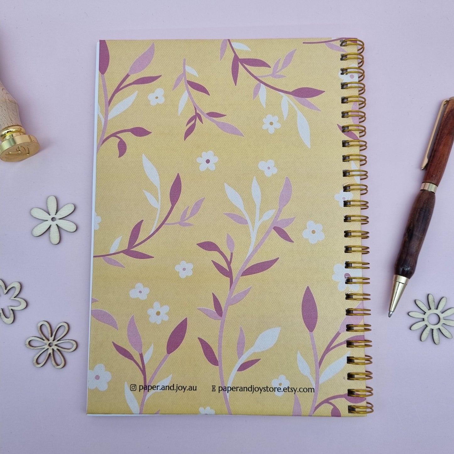Mum's A5 spiral journal notebook - Yellow floral