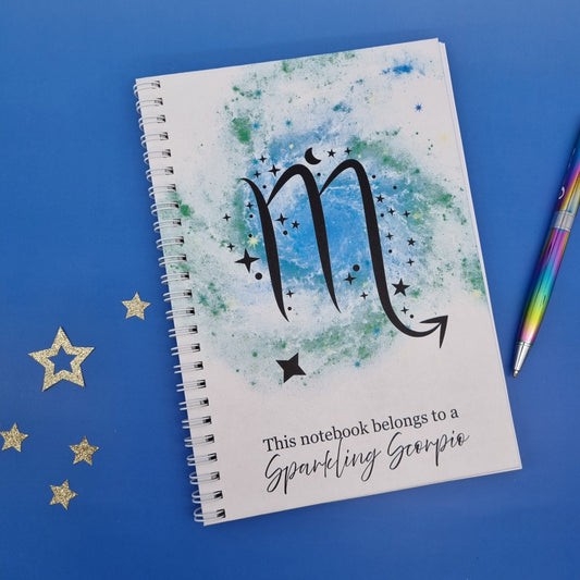 Zodiac water Scorpio A5 spiral journal notebook