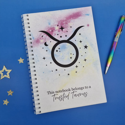 Zodiac earth Taurus A5 spiral journal notebook