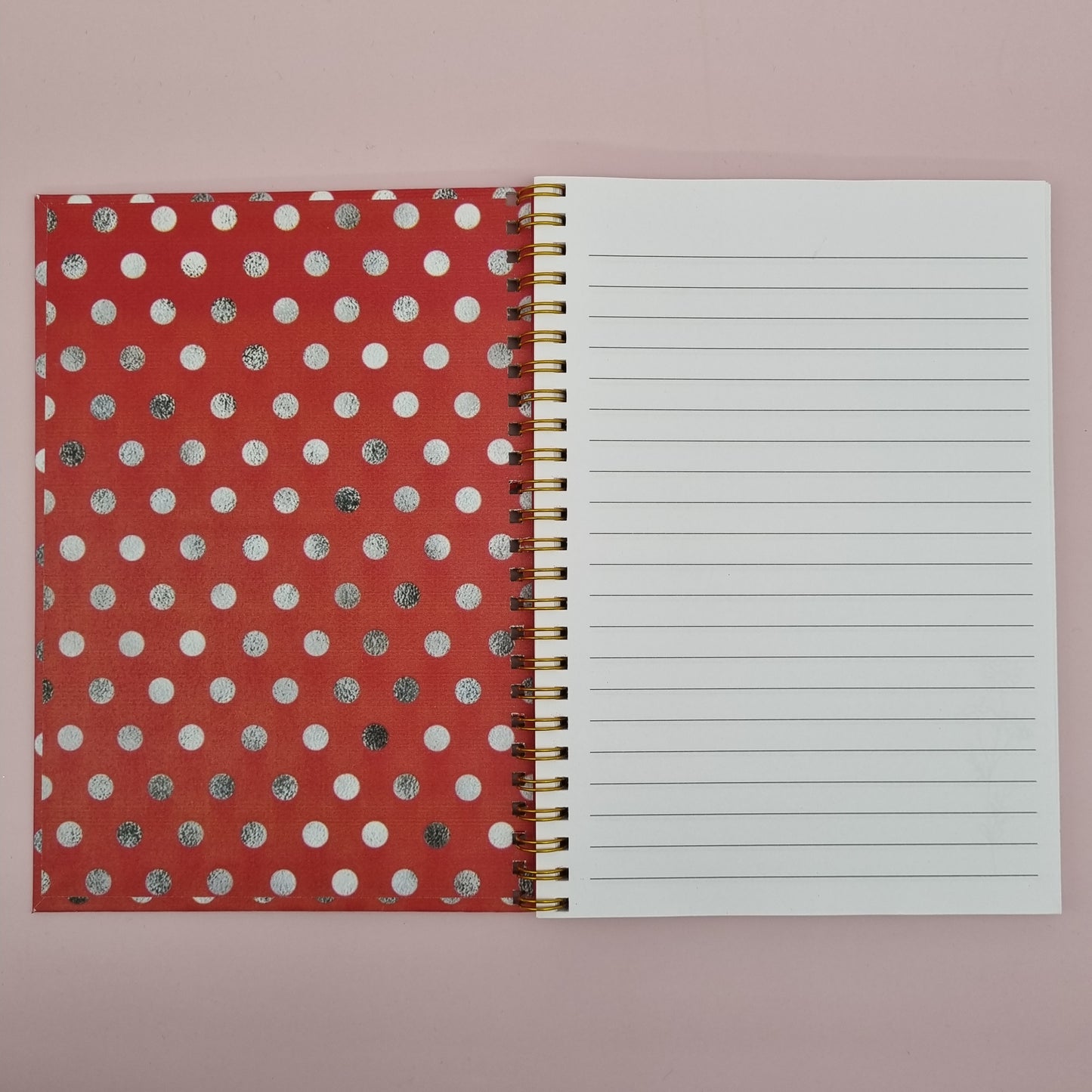 Mum's A5 spiral journal notebook - Red polka dot