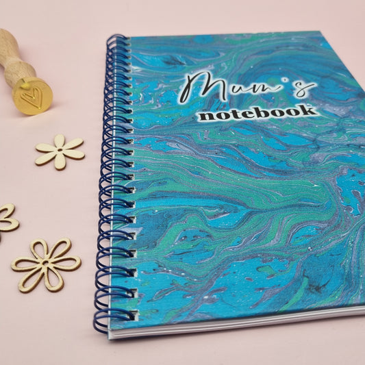 Mum's A5 spiral journal notebook - Blue swirl