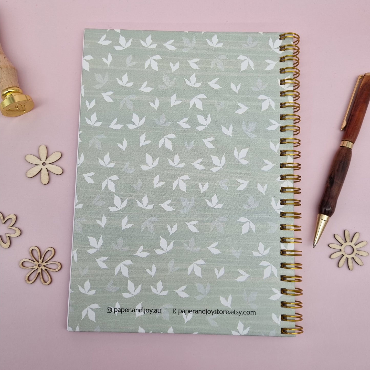 WHOLESALE Mum's A5 spiral journal notebook - Green leaves (Qty 3)