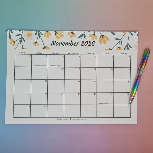 Calendar 2026 monthly A4 size with magnets for fridge