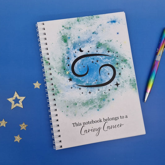 Zodiac water Cancer A5 spiral journal notebook