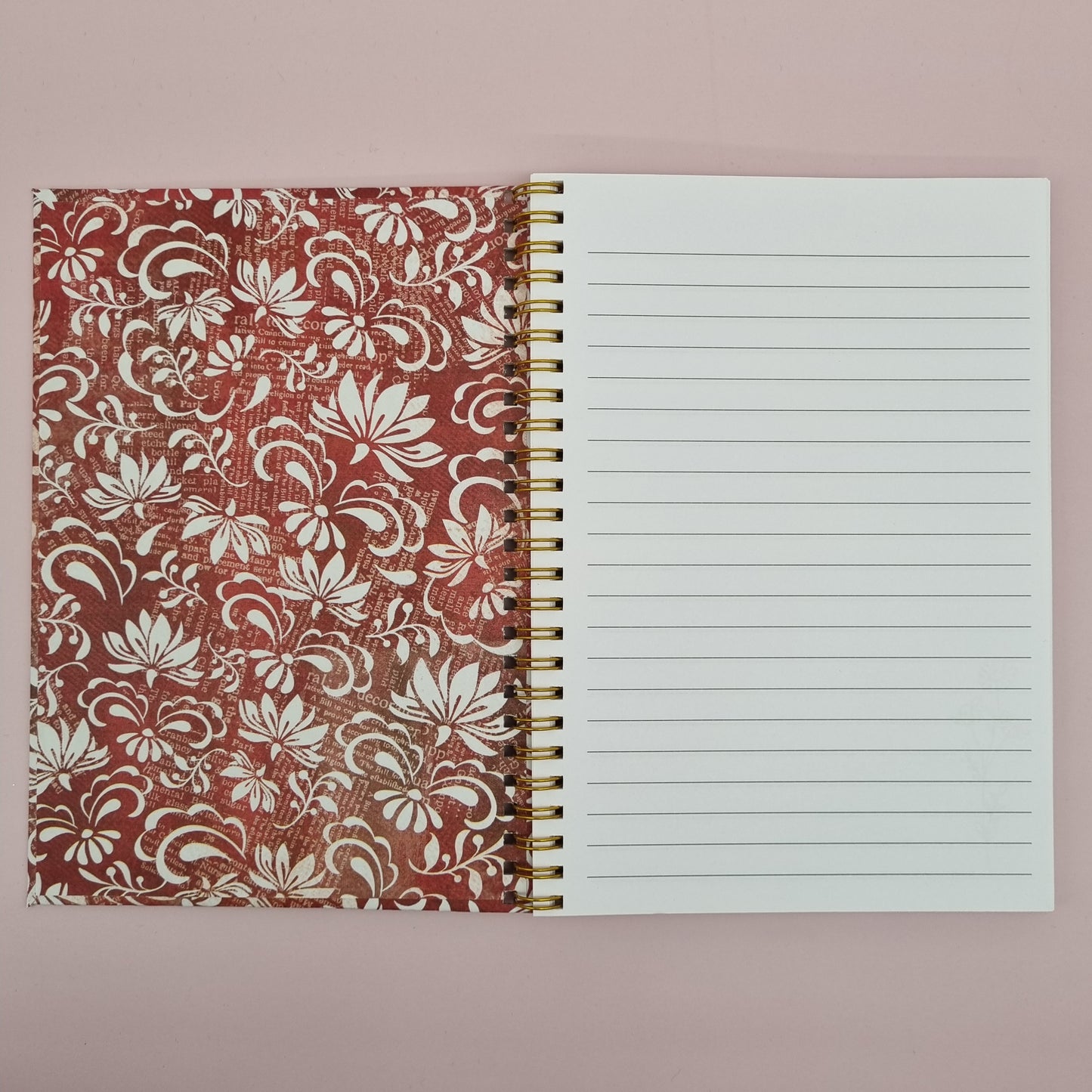 Mum's A5 spiral journal notebook - Maroon filigree