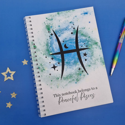 Zodiac water Pisces A5 spiral journal notebook