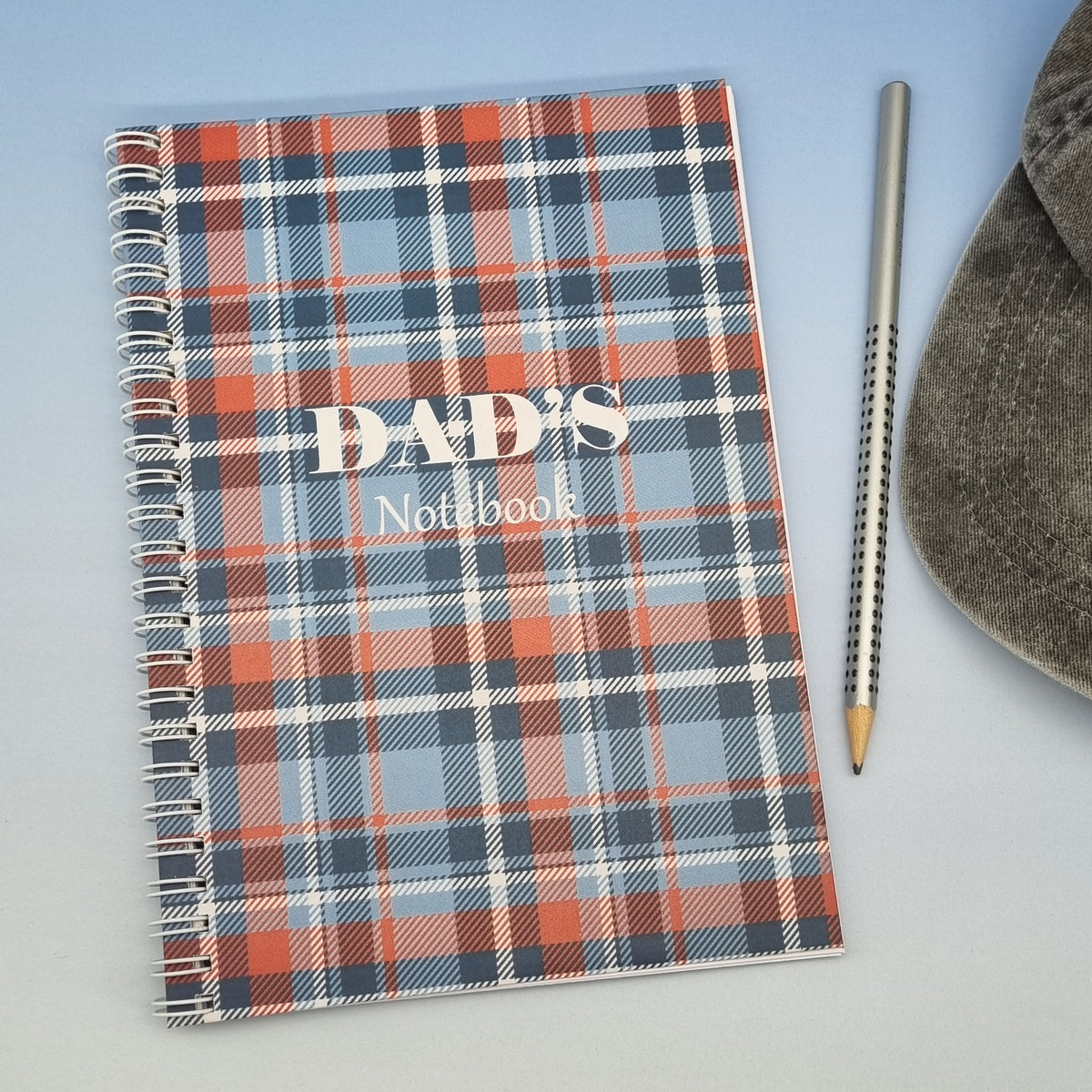 5. Dad's A5 spiral journal notebook - Red checkered