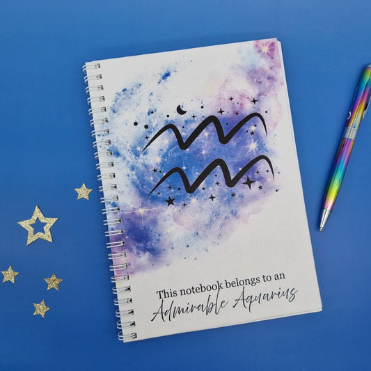 Zodiac air Aquarius A5 spiral journal notebook
