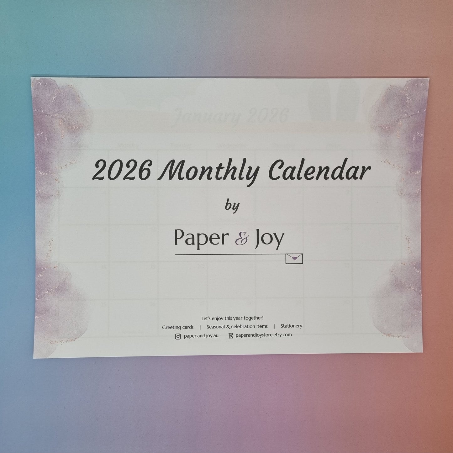 Calendar 2026 monthly A4 size with magnets for fridge