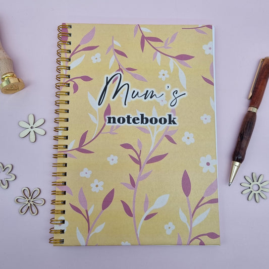 Mum's A5 spiral journal notebook - Yellow floral