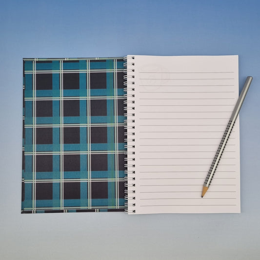3. Dad's A5 spiral journal notebook - Green checkered