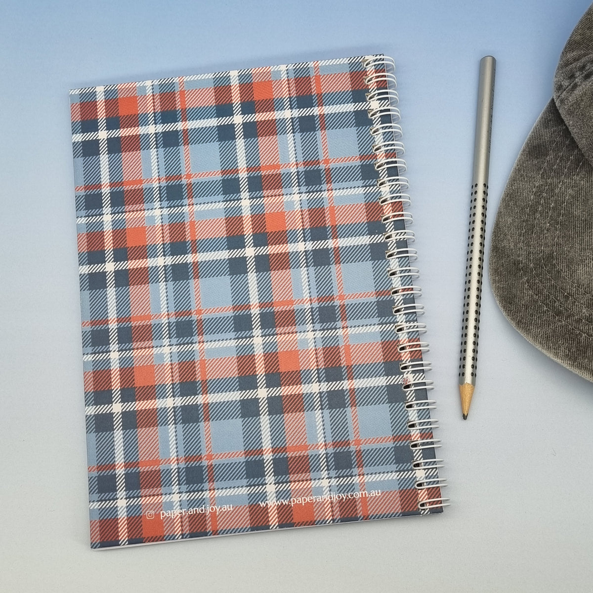 5. Dad's A5 spiral journal notebook - Red checkered