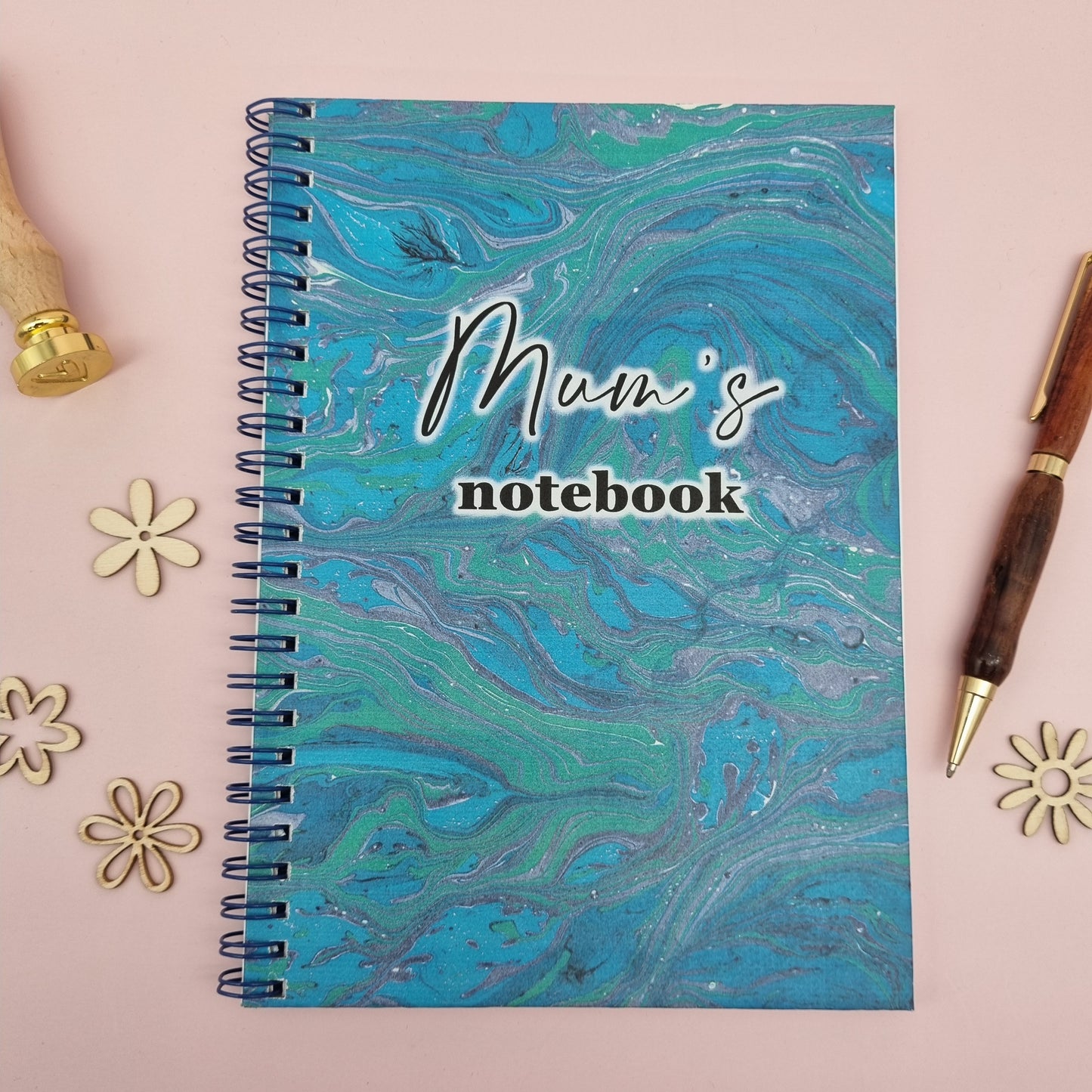WHOLESALE Mum's A5 spiral journal notebook - Blue swirl (Qty 3)