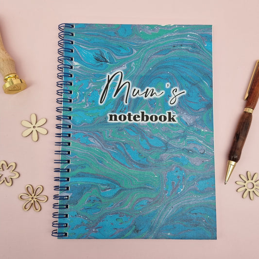 Mum's A5 spiral journal notebook - Blue swirl